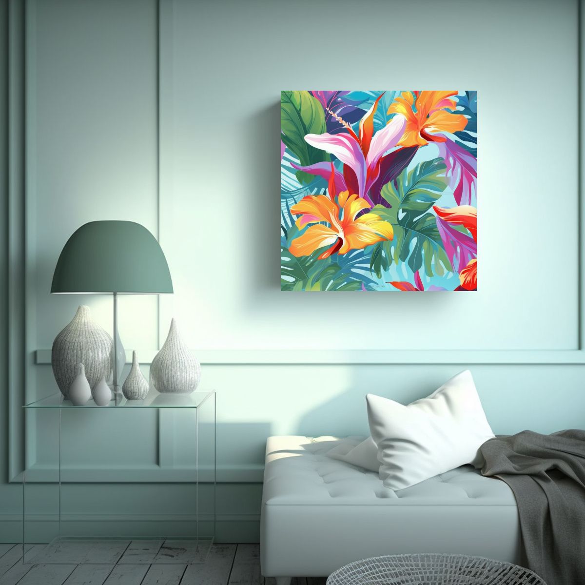 GENERICO - Ambiente Arte Tonos Pastel Tropical Fondos De 80x80 Cm