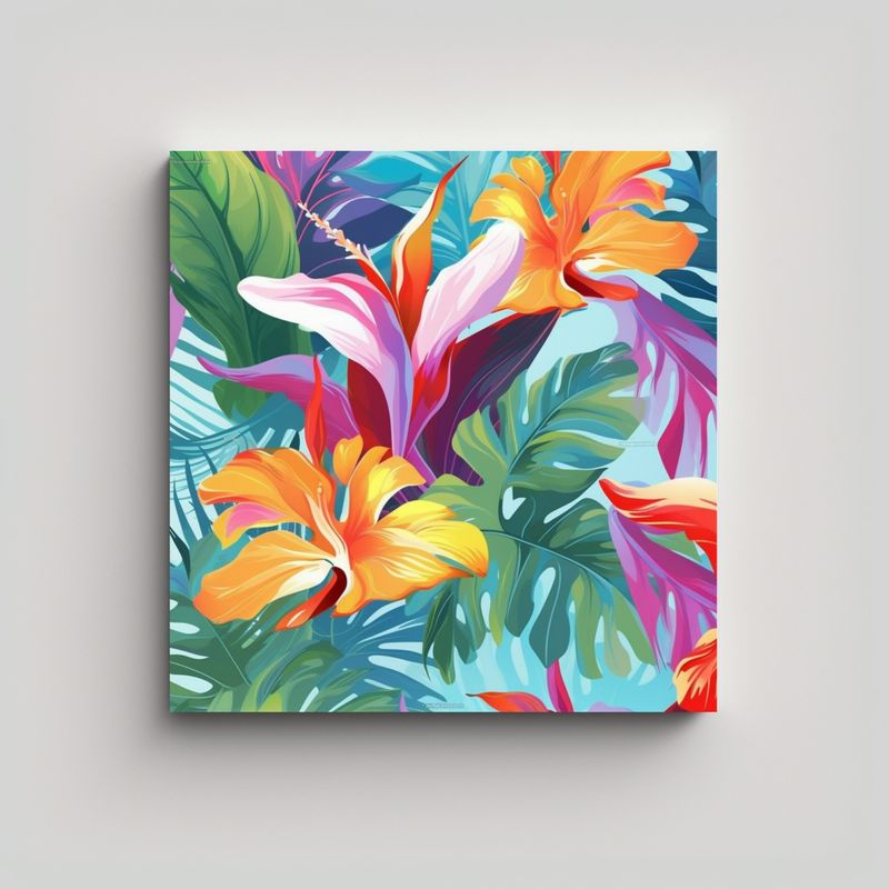 GENERICO - Ambiente Arte Tonos Pastel Tropical Fondos De 70x70 Cm