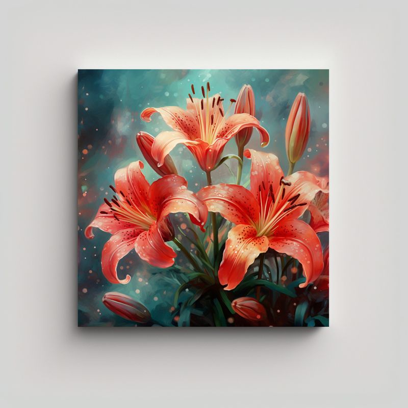 GENERICO - Vanguardia Protagonizada: Lirios Rojos Vibrantes 50x50 Cm