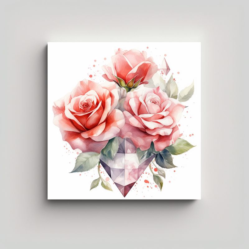 GENERICO - Composición Armoniosa De Rosas En Acuarela Y 80x80 Cm
