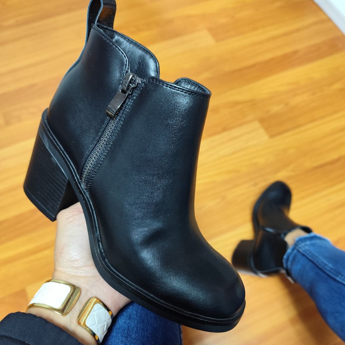 PAND G - Botín Negro  para Dama  Taco Medio  M459