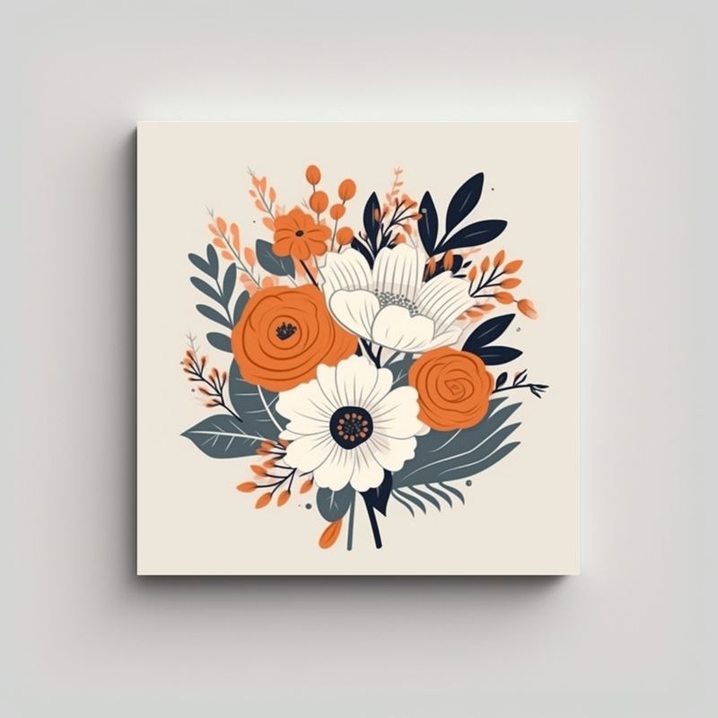 GENERICO - Conceptual Canva Ramo De Flores Estilizado Sobre 30x30 Cm