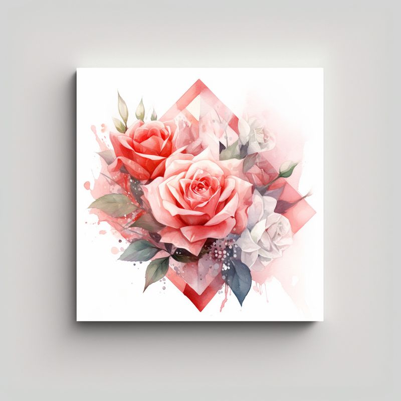 GENERICO - Exclusivo Lienzo Estilo Galería Con Rosas Rojas 80x80 Cm