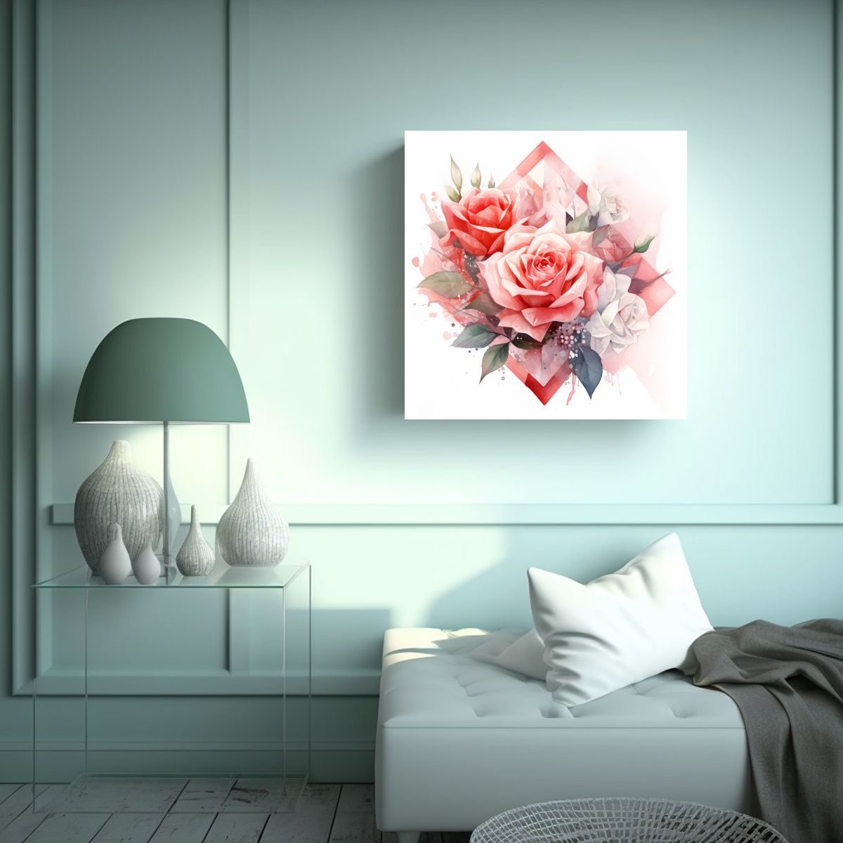GENERICO - Exclusivo Lienzo Estilo Galería Con Rosas Rojas 60x60 Cm