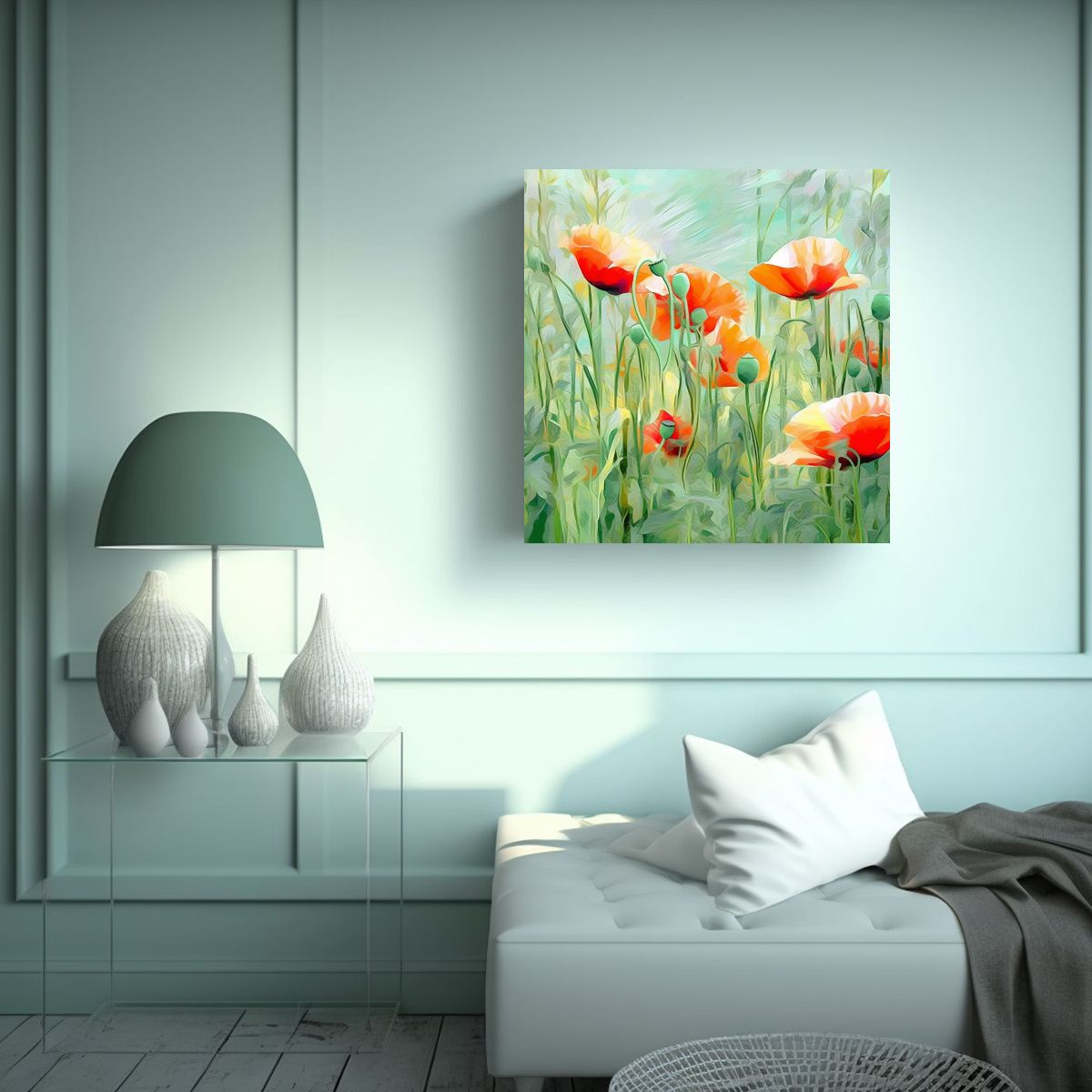 GENERICO - Diseño Textil Con Amapolas Composición 30x30 Cm