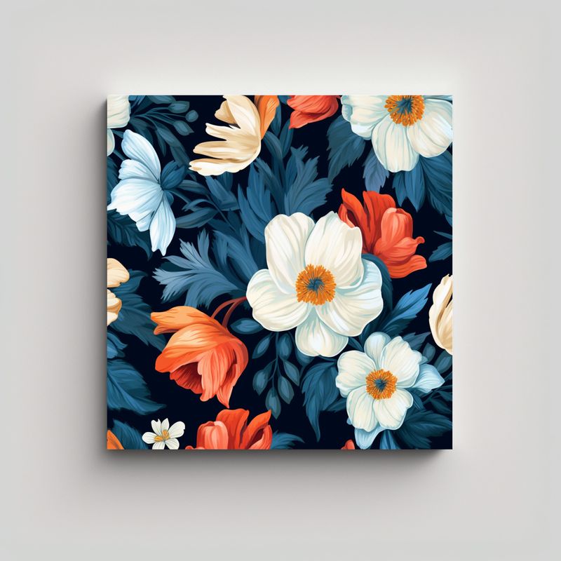 GENERICO - Patrón De Flores Chic Lienzo Para Decoración De 60x60 Cm