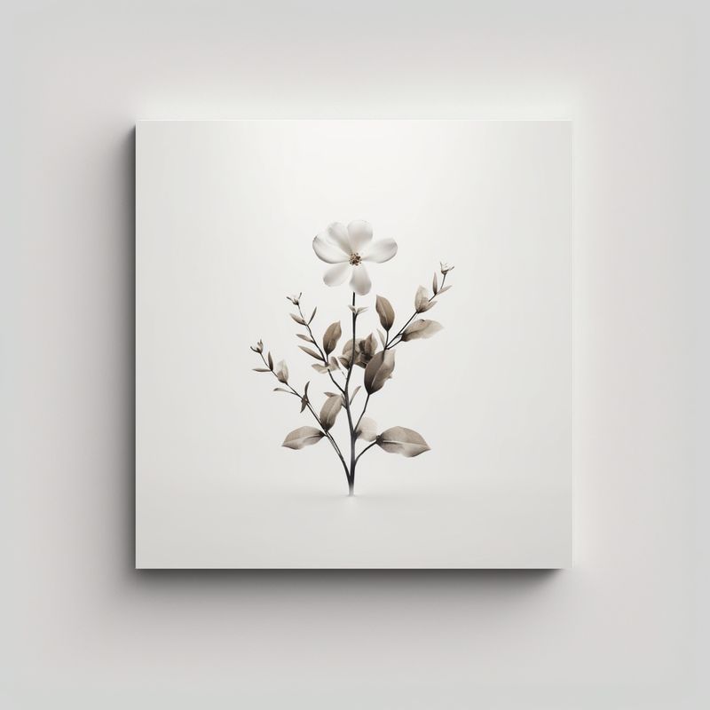 GENERICO - Diseño Floral Minimalista En Cuadro Moderno Con 40x40 Cm