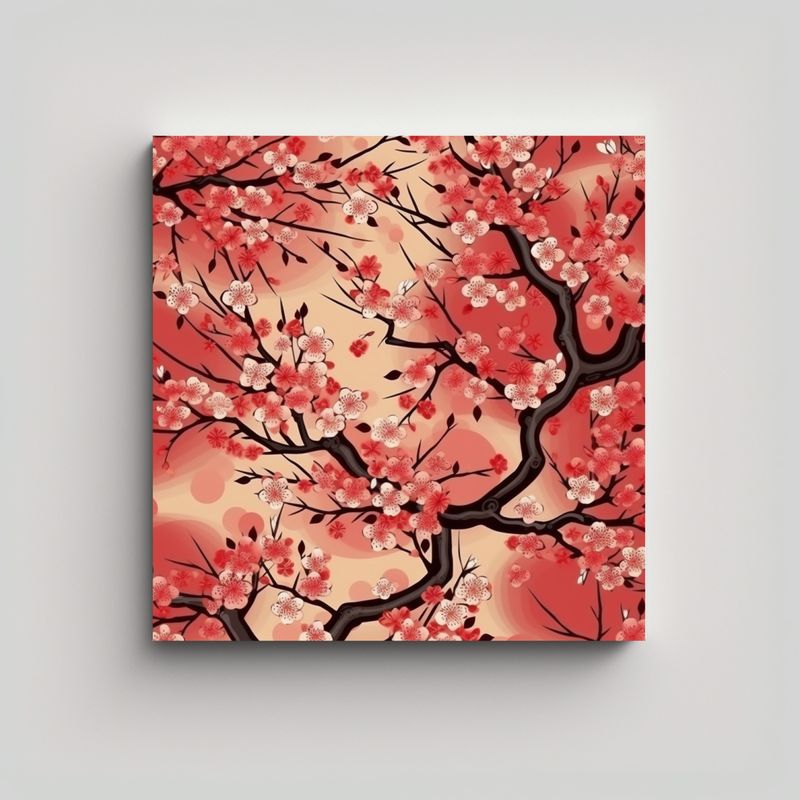 GENERICO - Arte Oriental Actual Con Patrón De Flor De 80x80 Cm