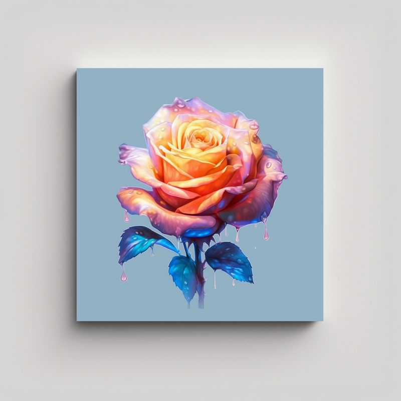 GENERICO - Ilustración Resplandeciente De Rosa Colorida En 30x30 Cm