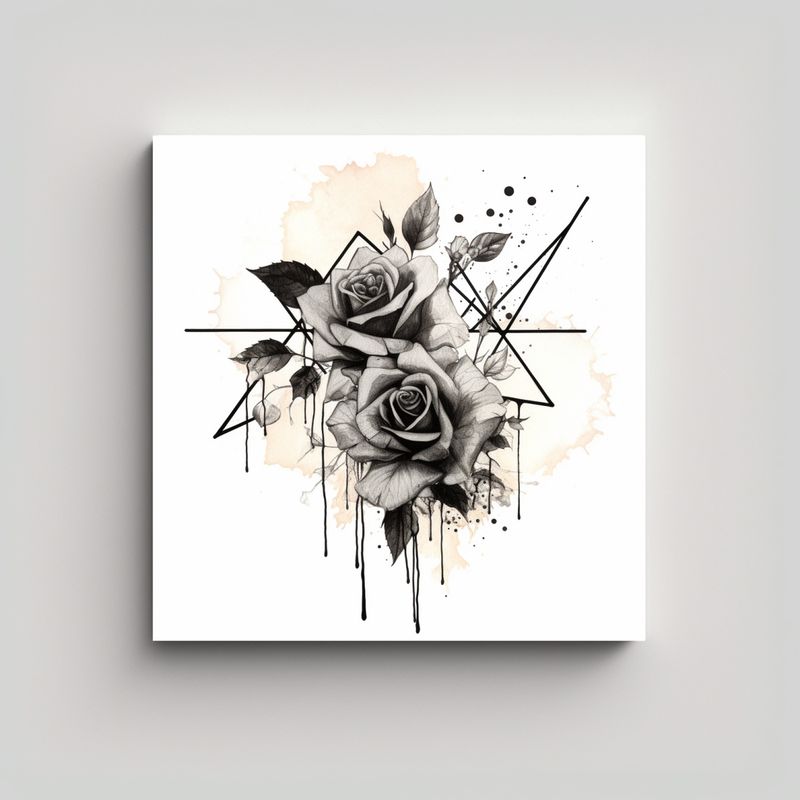 GENERICO - Diseño De Rosas Negras Geométricas En Tela 40x40 Cm