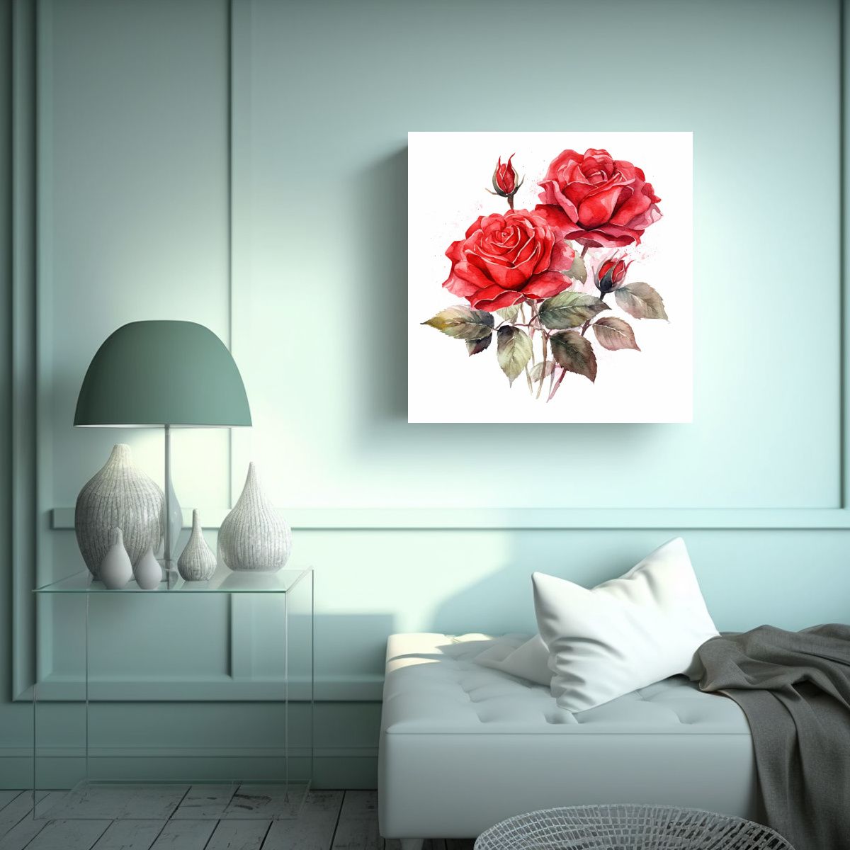 GENERICO - Cuadro Decorativo Moderno De Rosas Rojas En 30x30 Cm