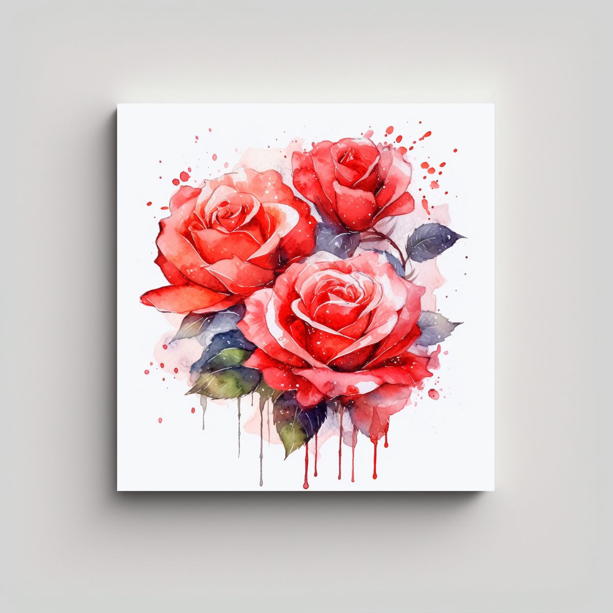 GENERICO - Cuadro Abstracción Estética Con Rosas Rojas 40x40 Cm