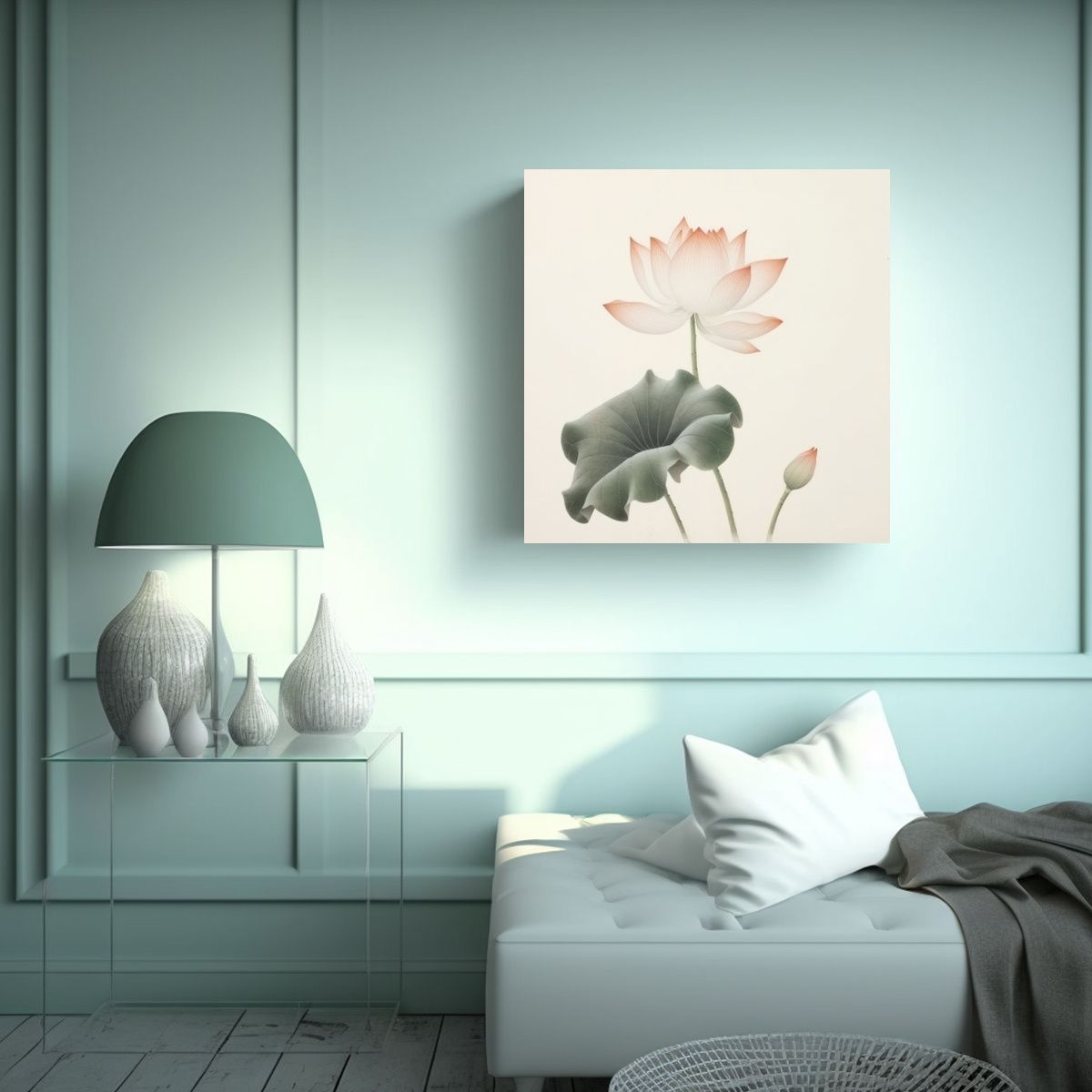 GENERICO - Cuadro Inspiración Loto Luz Suave Fondo 60x60 Cm