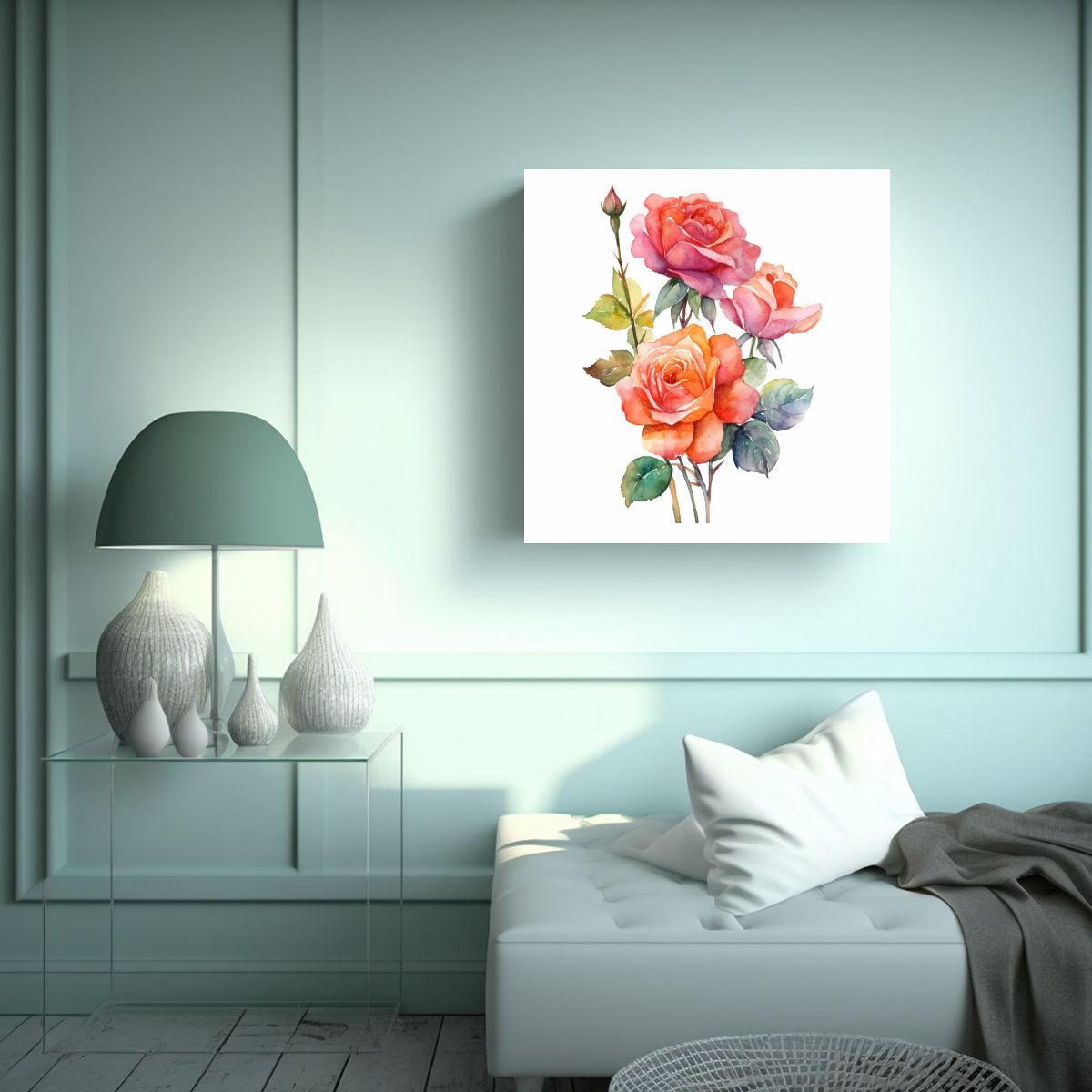 GENERICO - Textura De Estilo Galería Canva Con Rosas 90x90 Cm