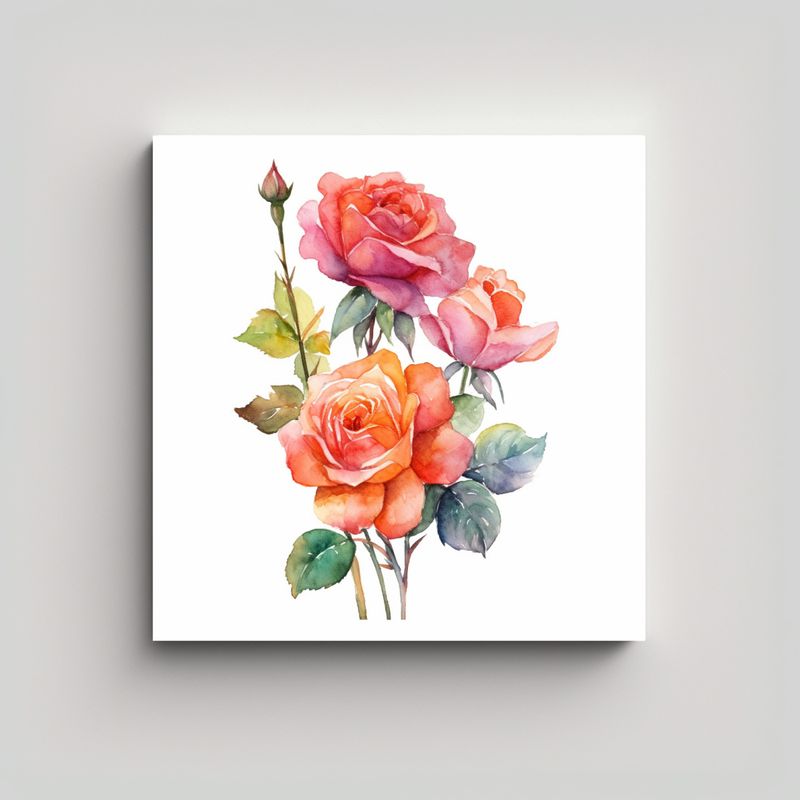 GENERICO - Textura De Estilo Galería Canva Con Rosas 50x50 Cm