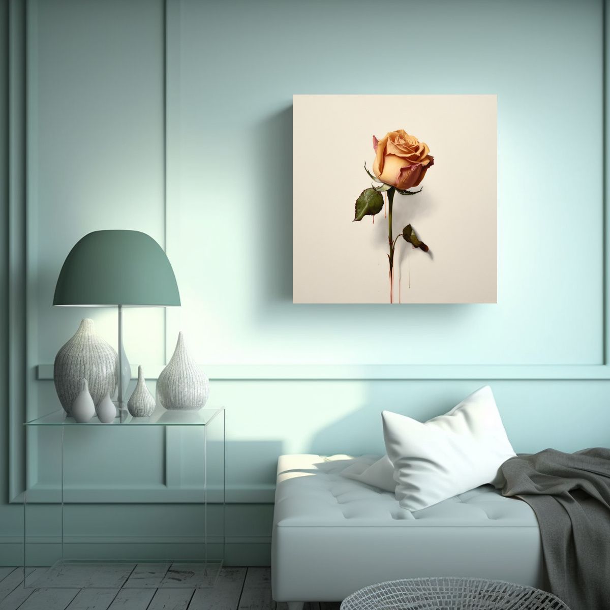 GENERICO - Cuadro Minimalista Realista De Rosa Inspiradora 70x70 Cm