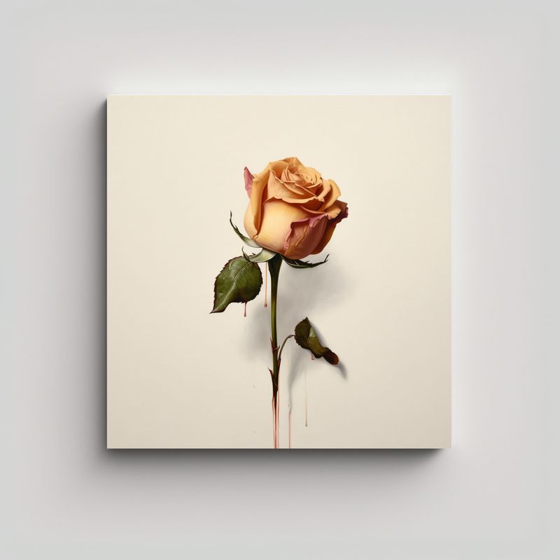 GENERICO - Cuadro Minimalista Realista De Rosa Inspiradora 50x50 Cm