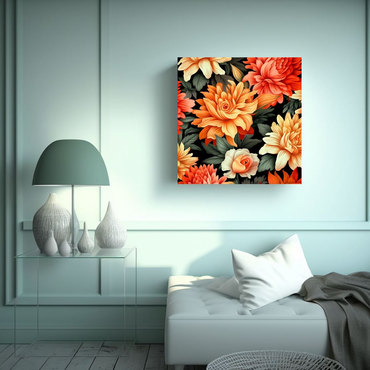 GENERICO - Murales De Lienzo Con Patrón Floral Hermoso Y 90x90 Cm