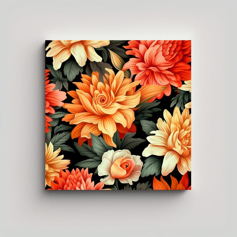 GENERICO - Murales De Lienzo Con Patrón Floral Hermoso Y 80x80 Cm
