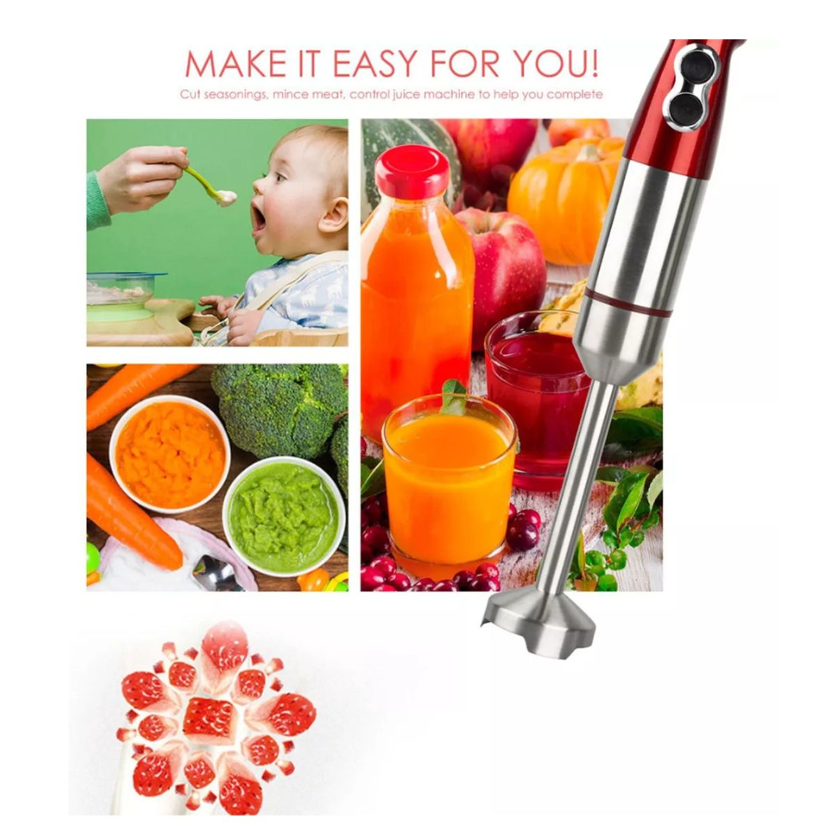 RAF - Mezcladora De Bebidas Eléctrica De Acero Inoxidable 1000w