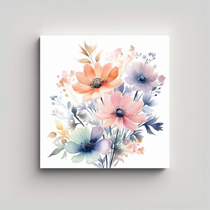 GENERICO - Combinación Espectacular De Flores En Lienzo 60x60 Cm
