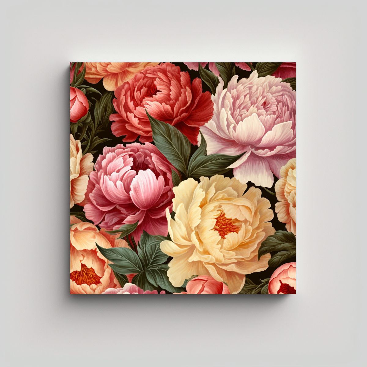 GENERICO - Cuadro Decorativo De Peonías Patrón Floral En 40x40 Cm