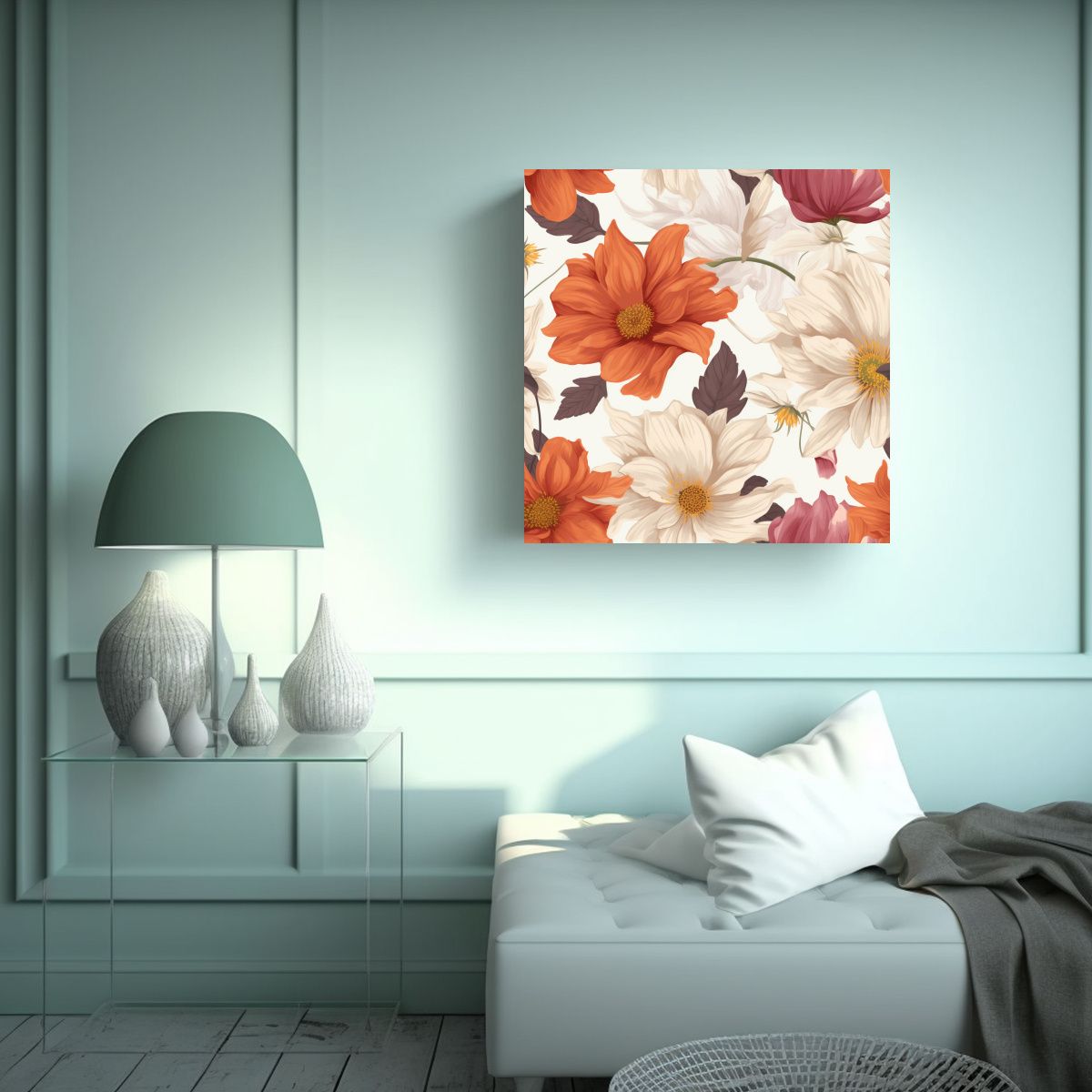 GENERICO - Cuadros Decorativos De Flores Y Finas Líneas 60x60 Cm