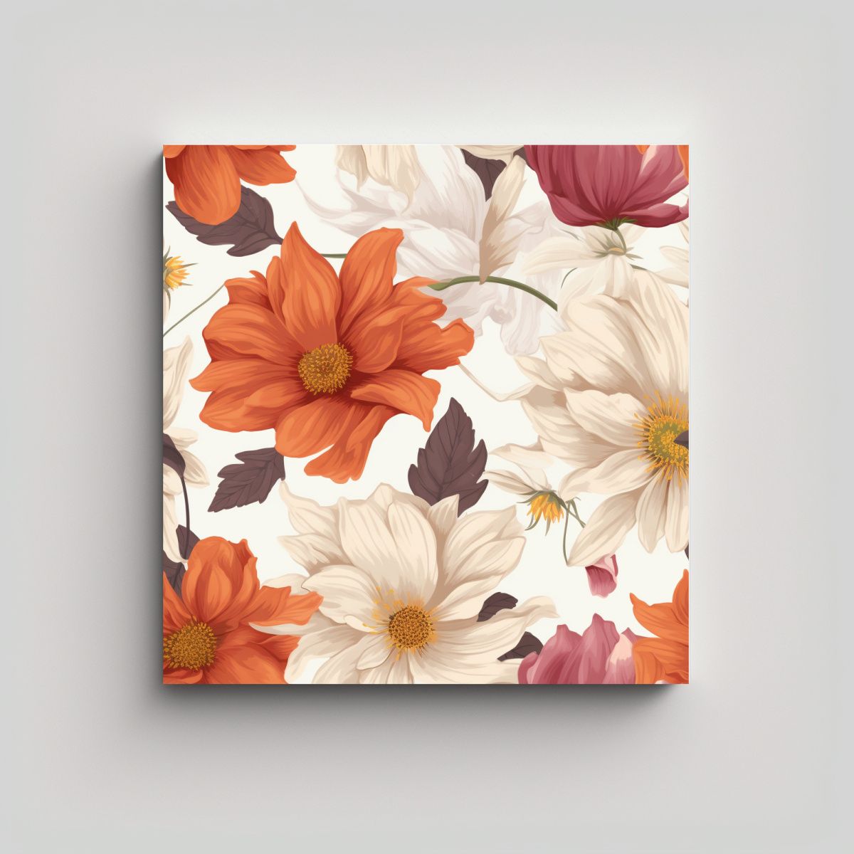 GENERICO - Cuadros Decorativos De Flores Y Finas Líneas 50x50 Cm