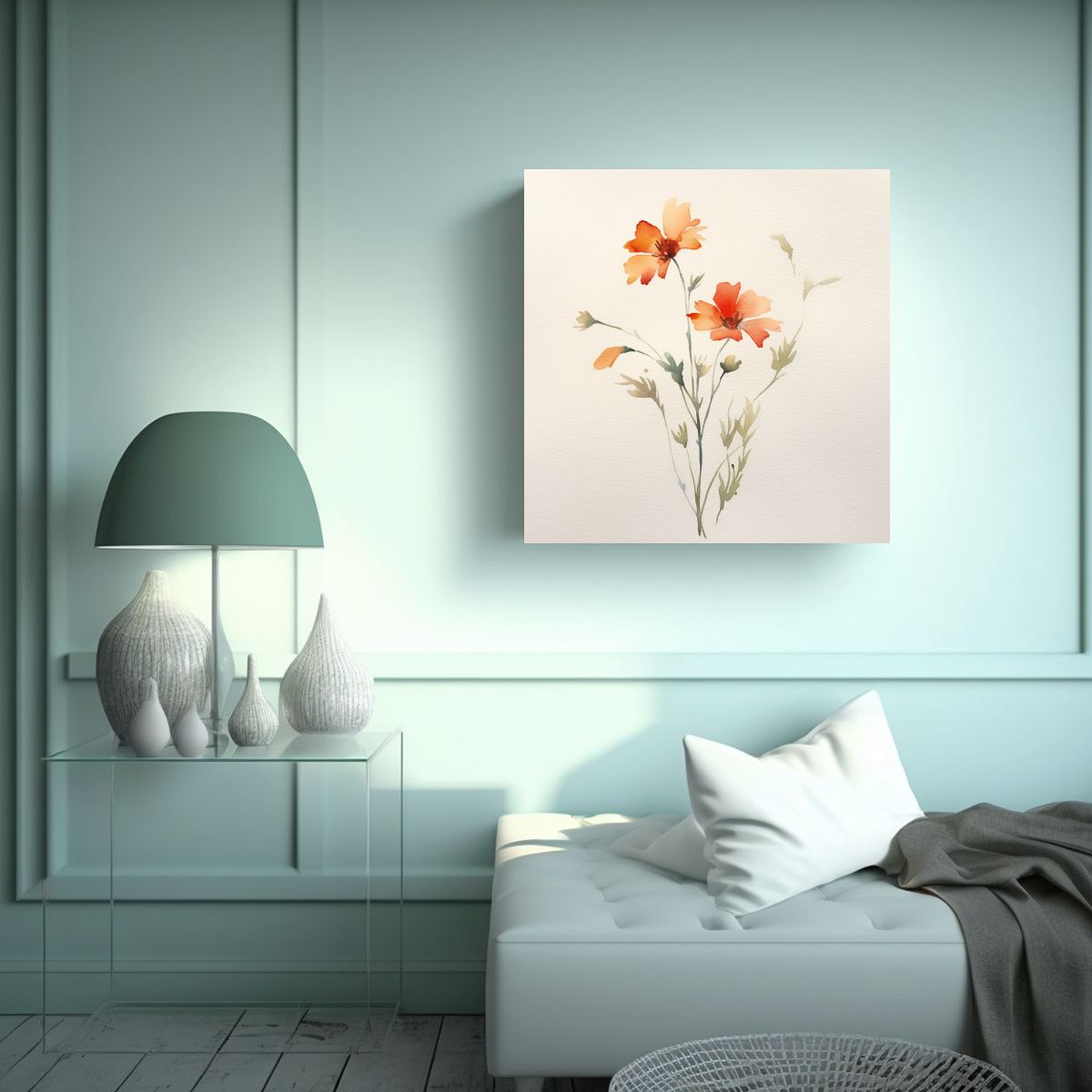 GENERICO - Fotografía De Arte Minimalista Acuarela Y 60x60 Cm