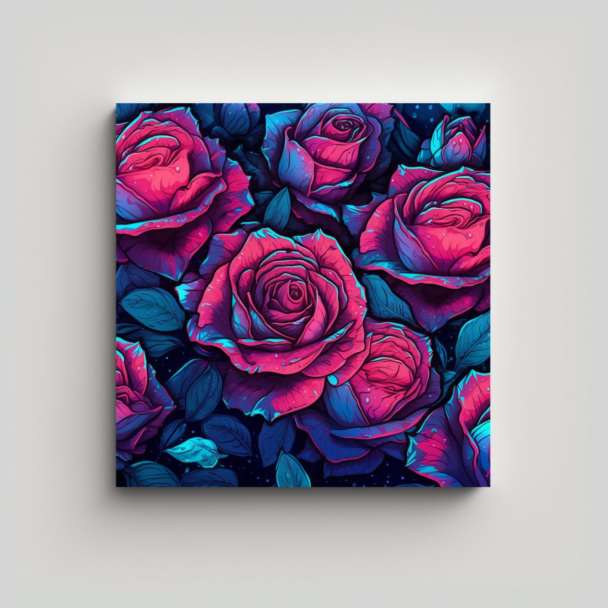 GENERICO - Cuadro Moderno Cyberpunk Patrón De Rosa 80x80 Cm