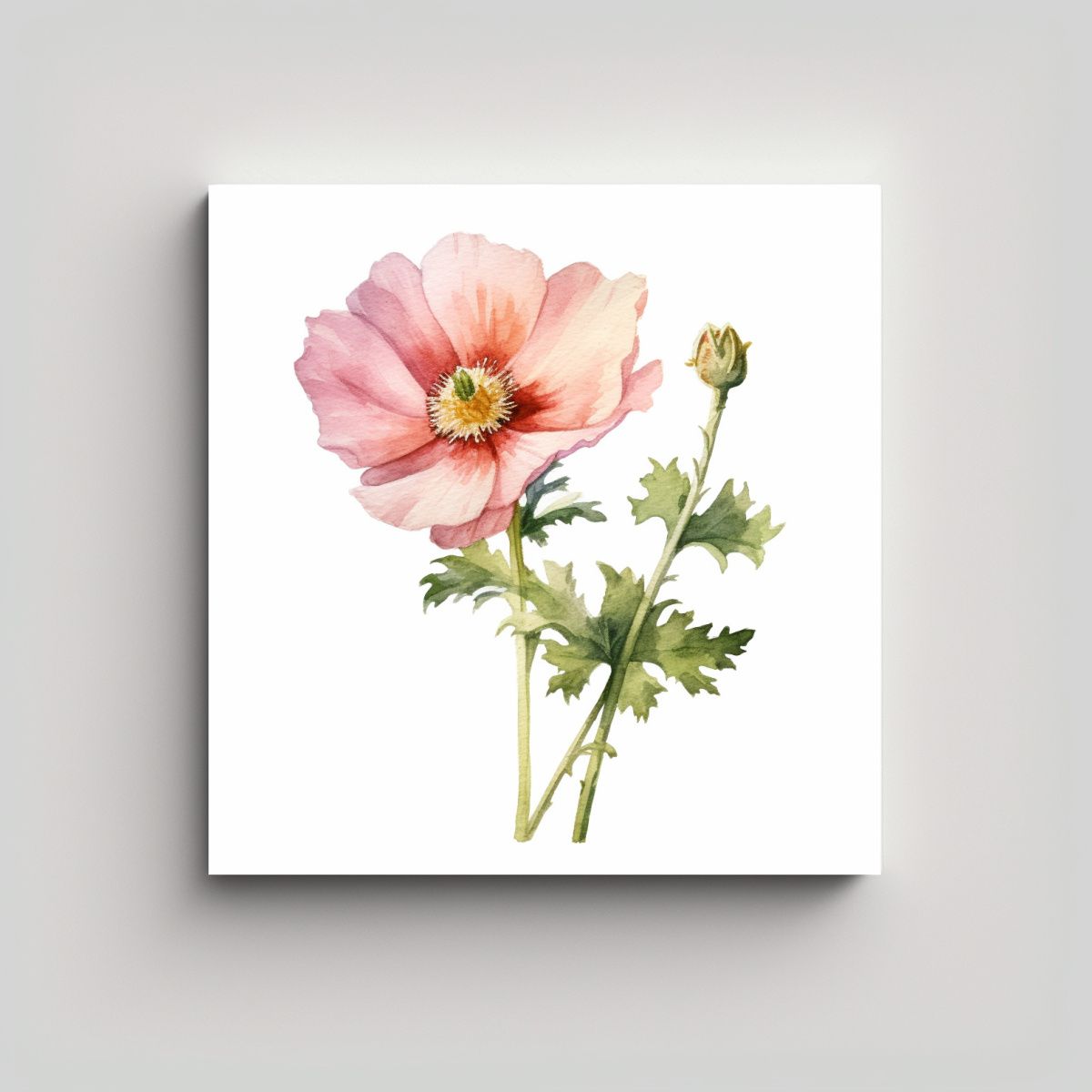 GENERICO - Patrón Intenso Y Pionía Acuarela Inglesa Arte 50x50 Cm