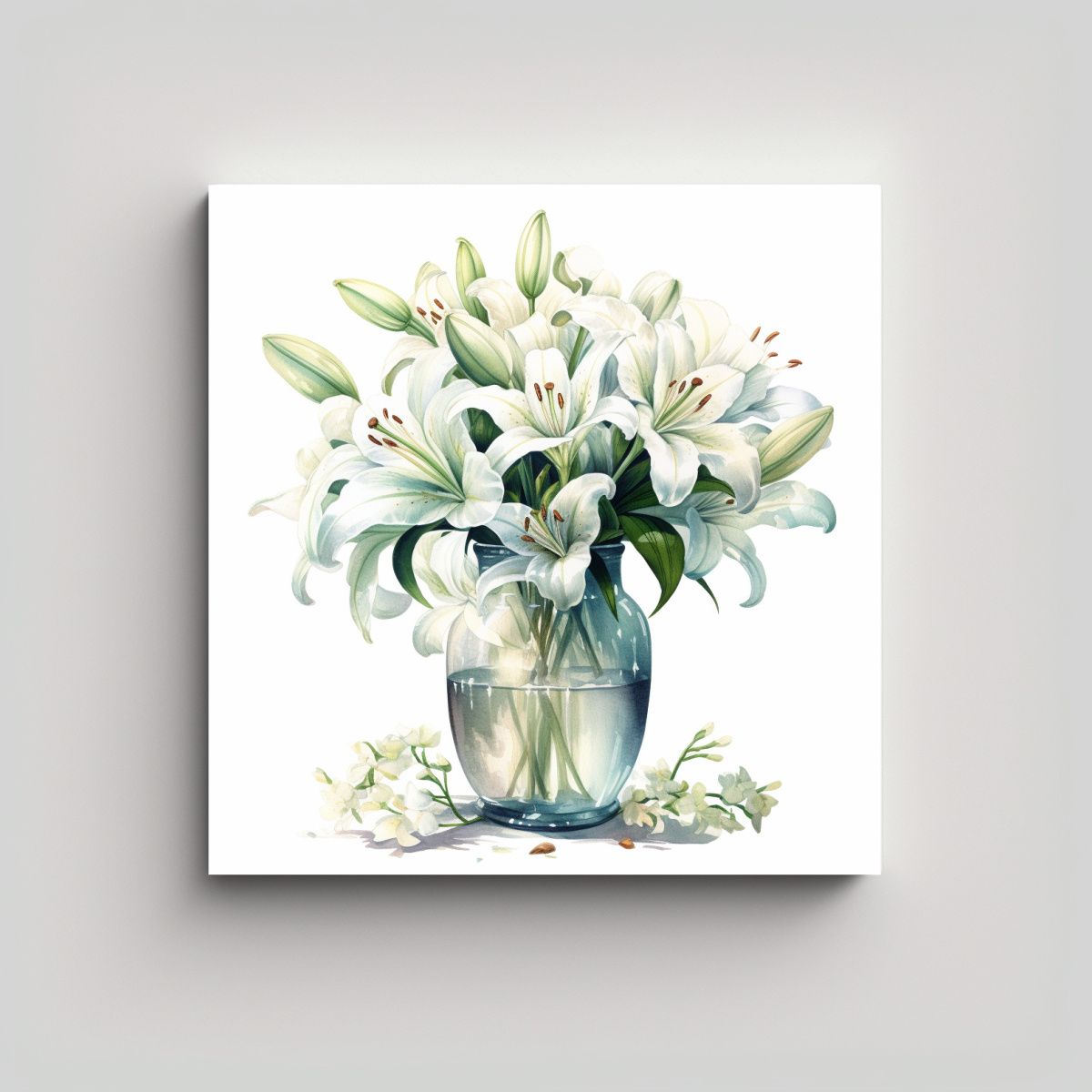 GENERICO - Vase De Lirios En Acuarela Cuadro Decorativo En 40x40 Cm