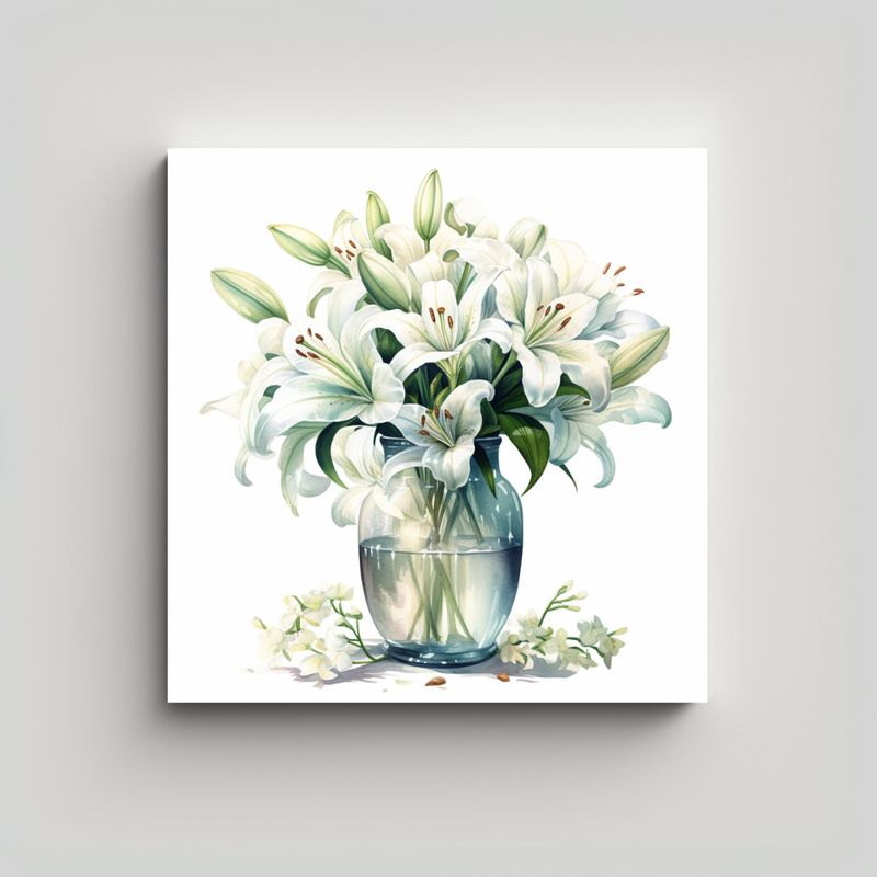 GENERICO - Vase De Lirios En Acuarela Cuadro Decorativo En 30x30 Cm