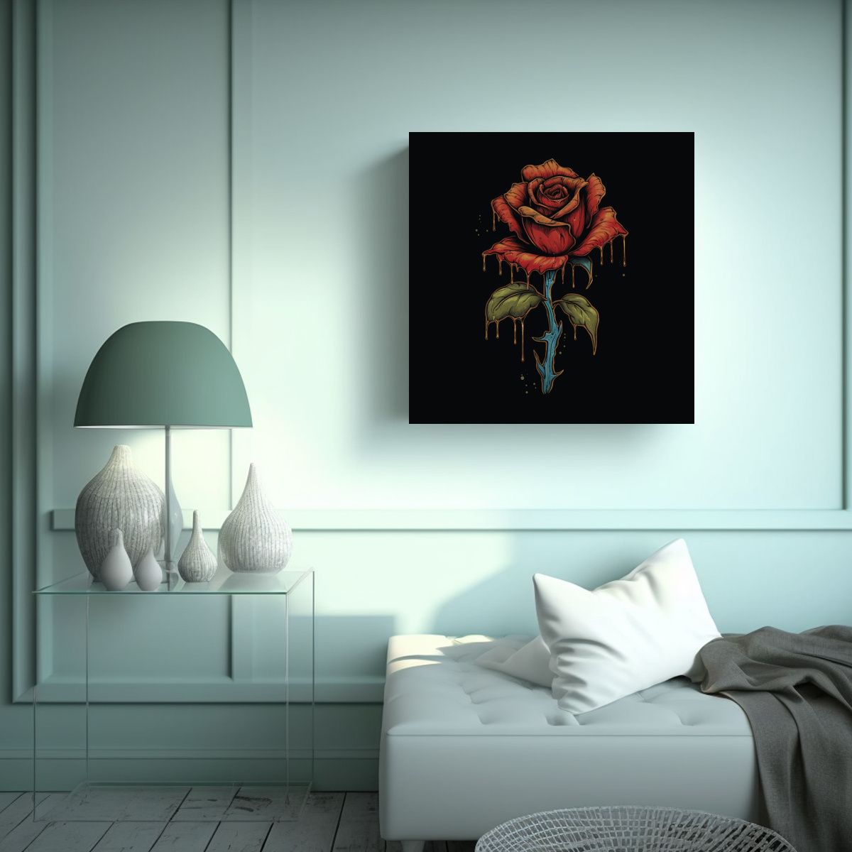 GENERICO - Adorno Conceptual De Rosa Marchita Logo En 90x90 Cm