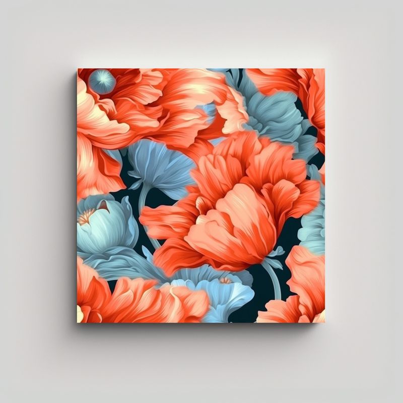 GENERICO - Cuadro De Pion Flower En Lienzo De Alta Calidad Y 80x80 Cm
