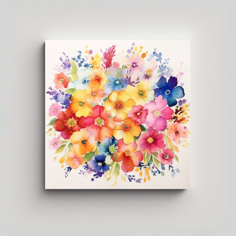 GENERICO - Dibujo Luminoso En Acuarela De Flores 40x40 Cm