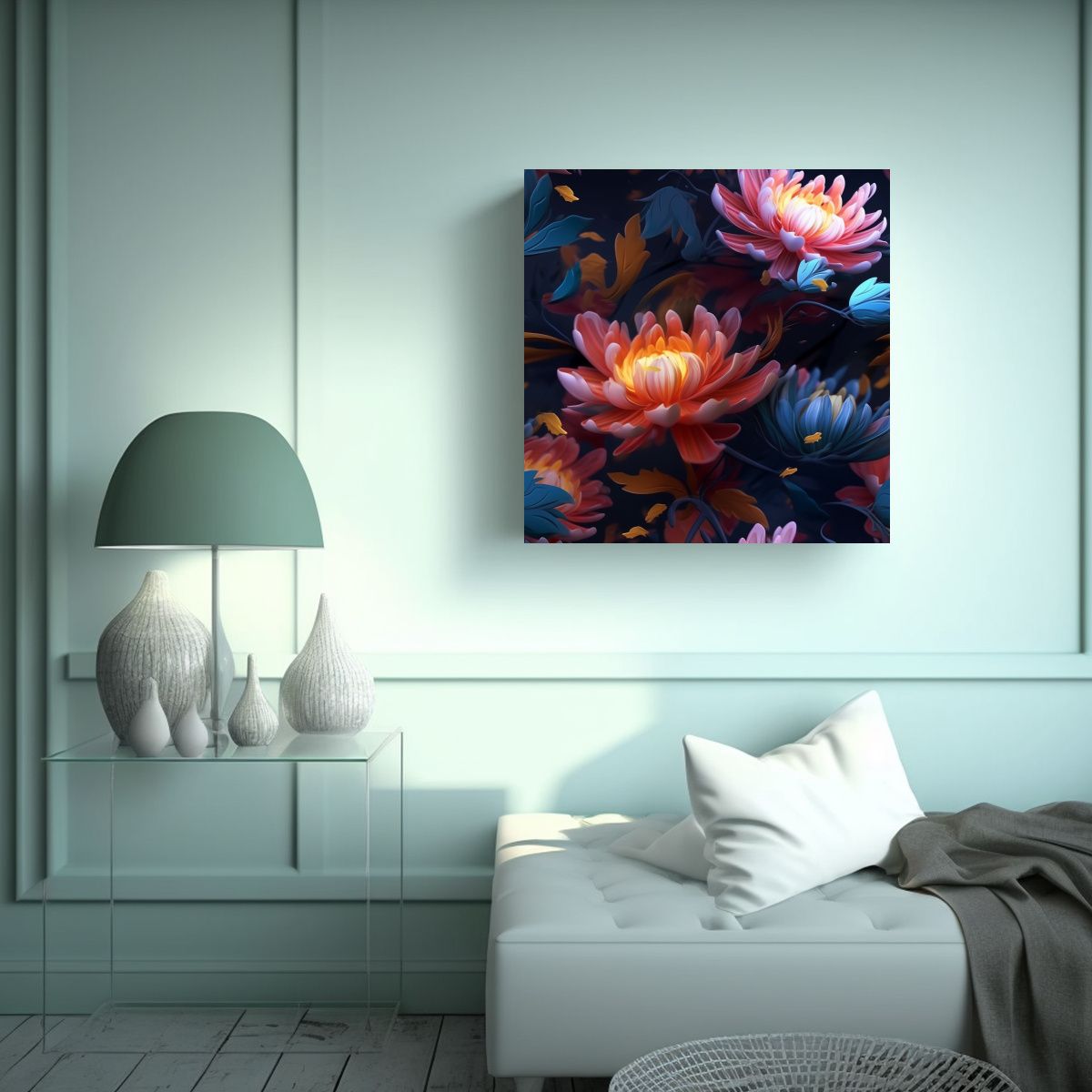 GENERICO - Cuadro Creativa De Flores En Arte Fino 80x80 Cm