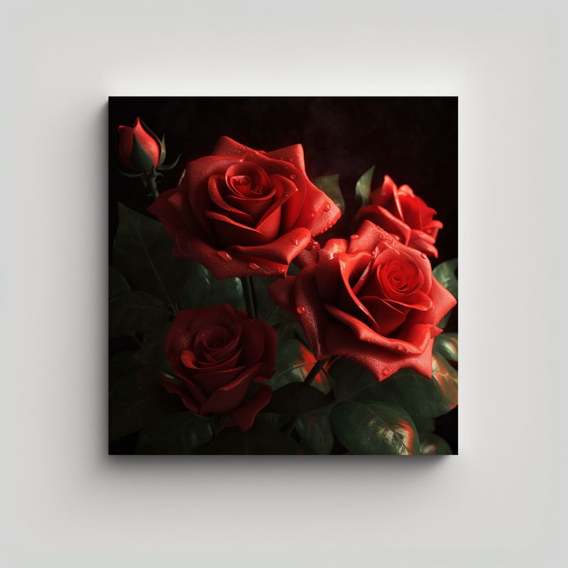 GENERICO - Arte De Pared Minimalista Rosas Rojas Realistas 60x60 Cm