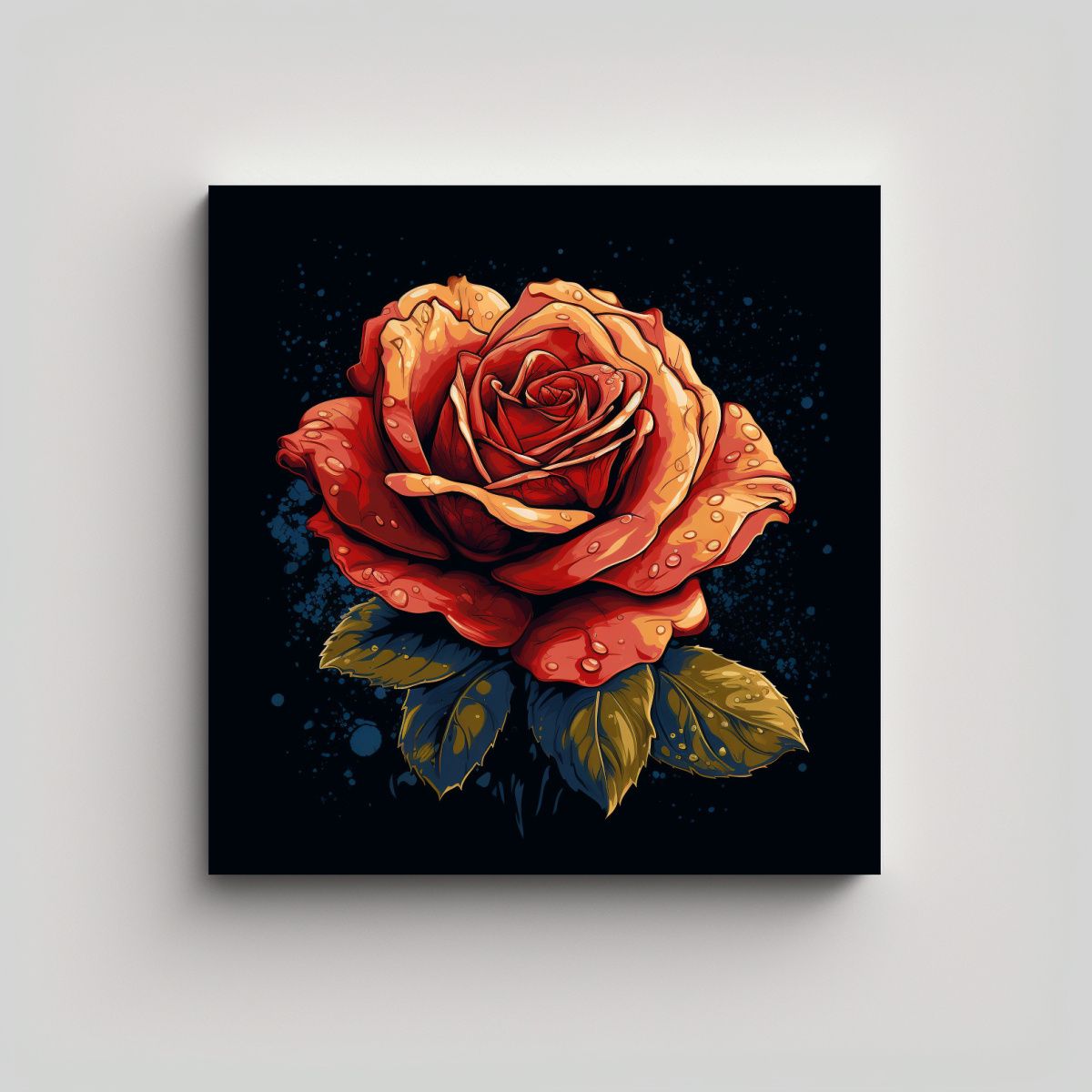 GENERICO - Cuadro Moderno De Verano Vectorizado Con Rosa 30x30 Cm