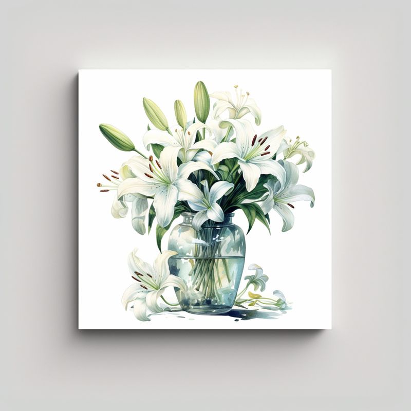 GENERICO - Bello Cuadro De Arte Gráfico Vase Of Lilli En 60x60 Cm