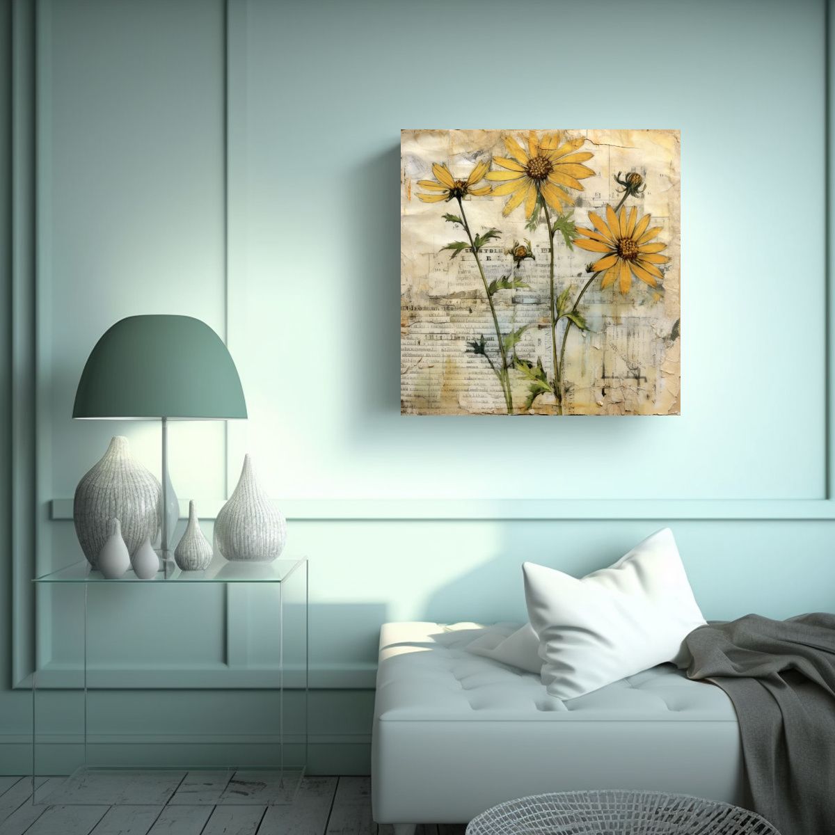 GENERICO - Composición Espectacular De Hypochaeris Radicata 40x40 Cm