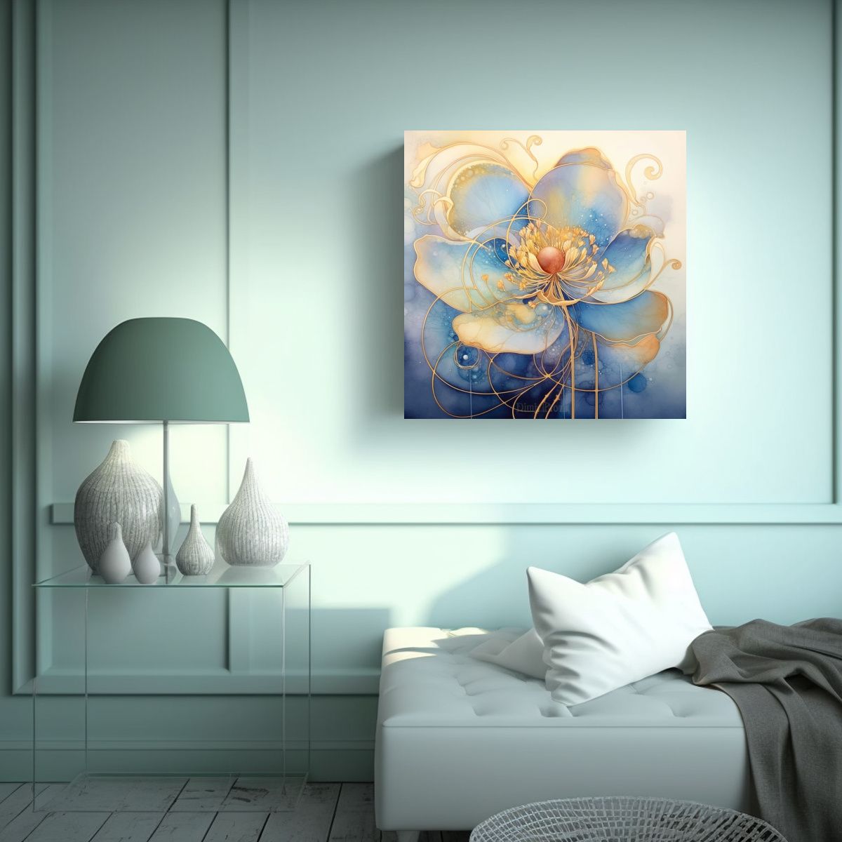 GENERICO - Cuadro Baño Cálido Acuarela Floral Al Estilo 70x70 Cm