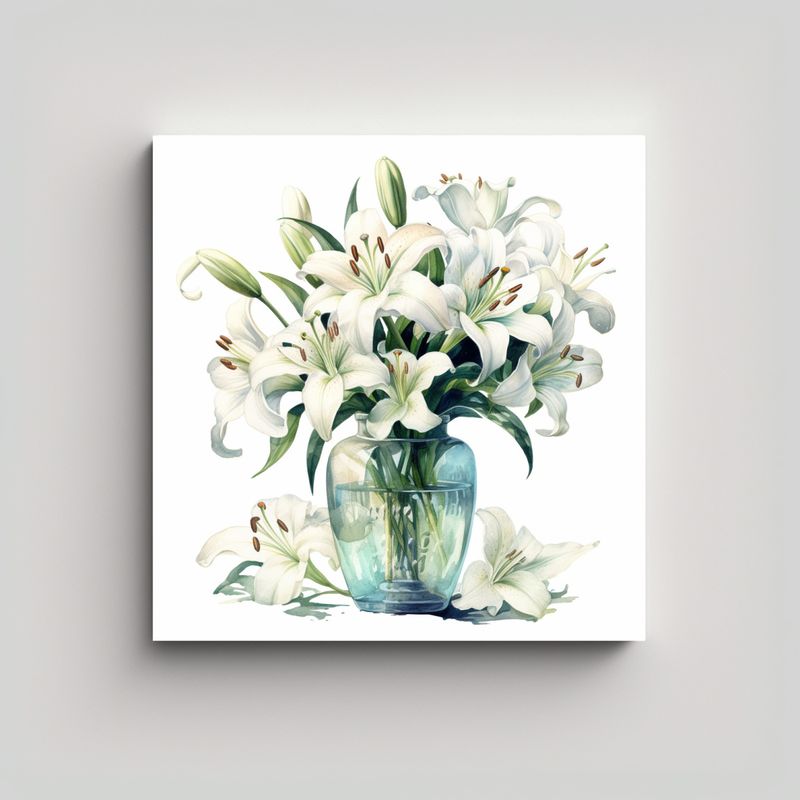 GENERICO - Arte Gráfico Creativo Vase Of Lilli En Acuarela 80x80 Cm
