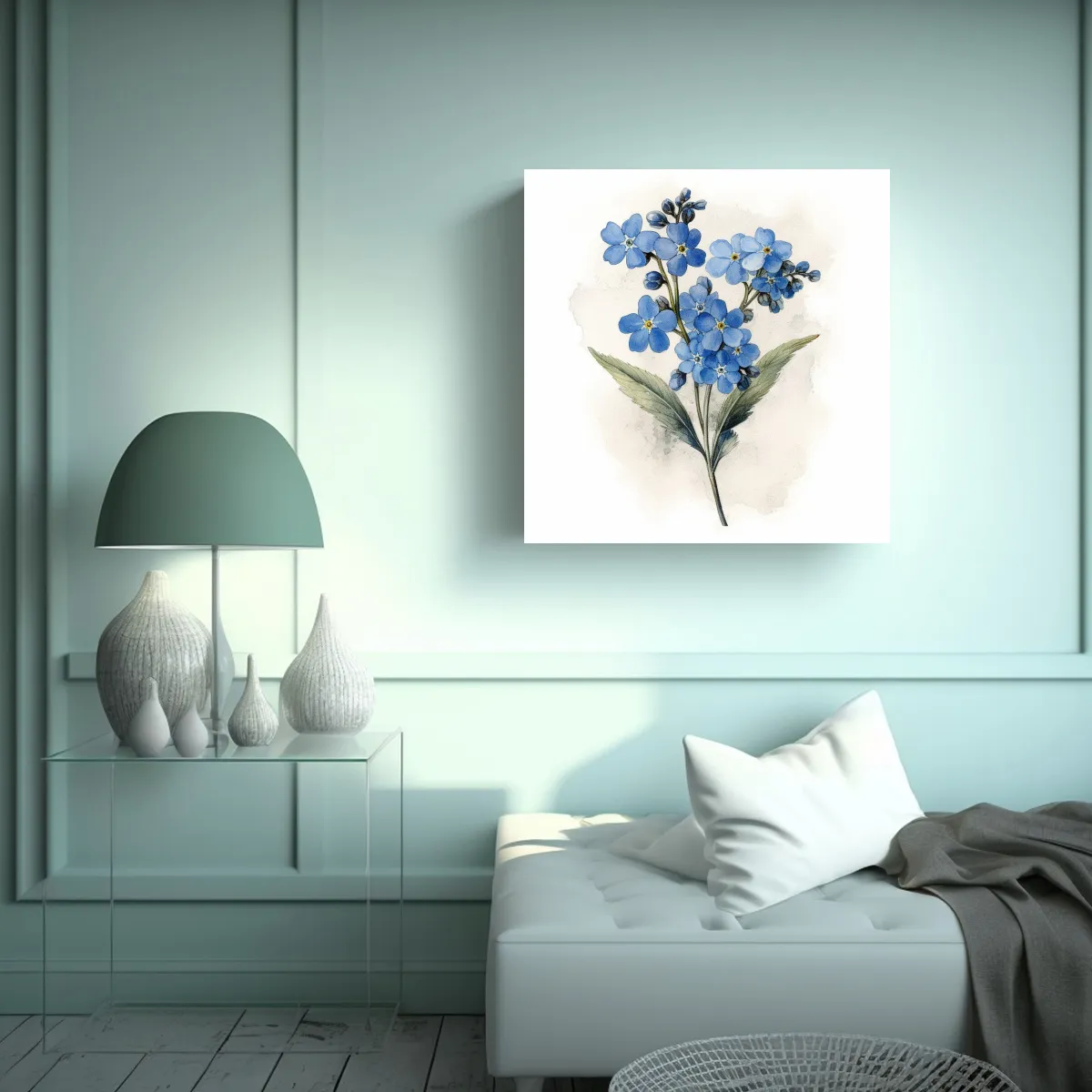 GENERICO - Ilustración Elegante De Flor Forgetmenot Arte 50x50 Cm