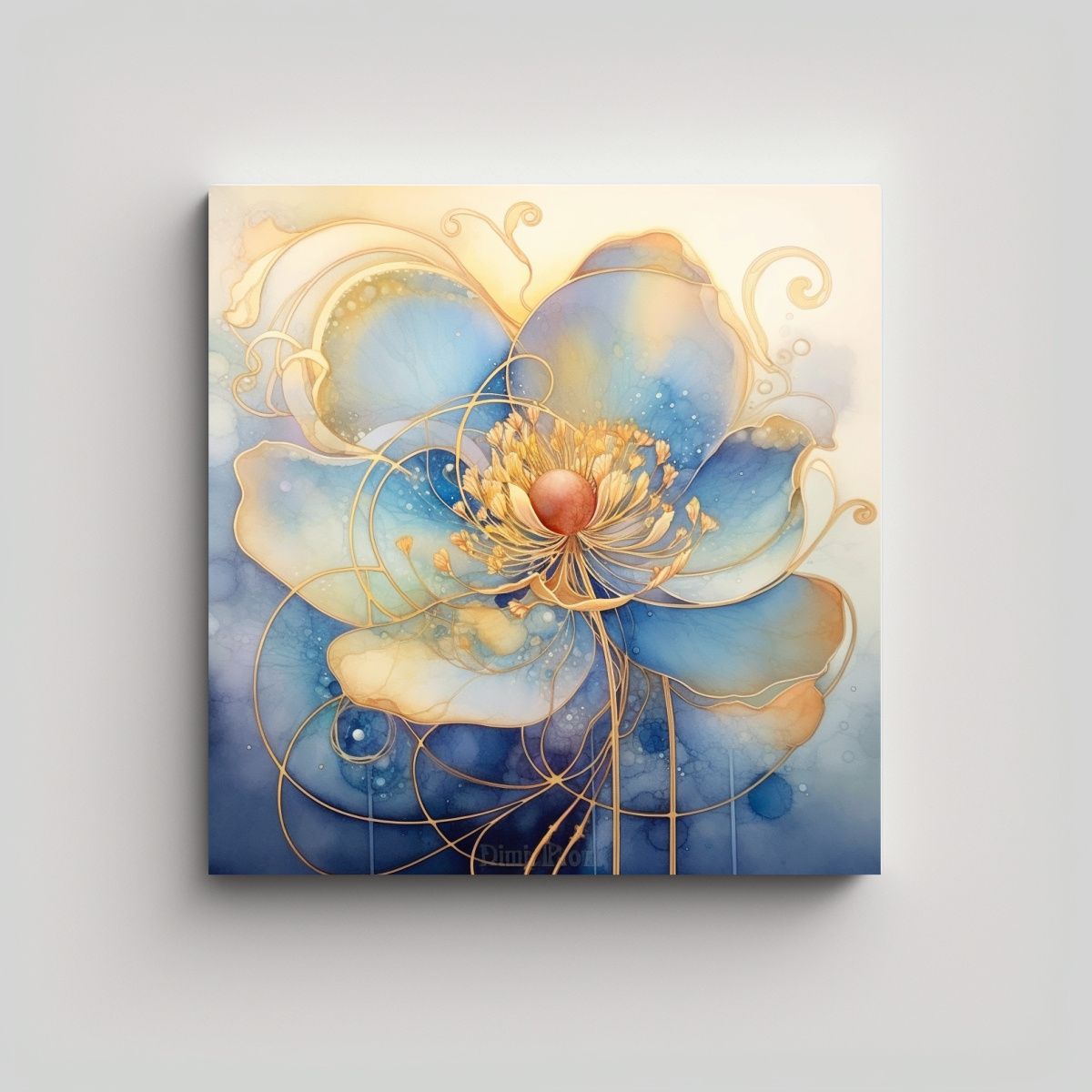 GENERICO - Cuadro Baño Cálido Acuarela Floral Al Estilo 40x40 Cm