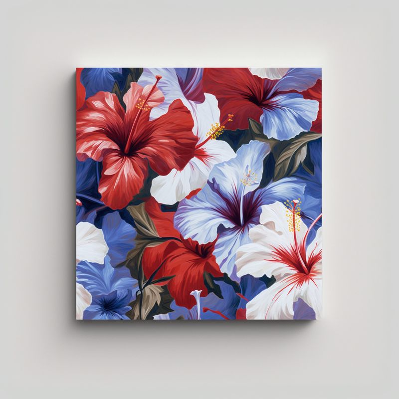 GENERICO - Galería De Composición Cuadro De Hibiscus 70x70 Cm
