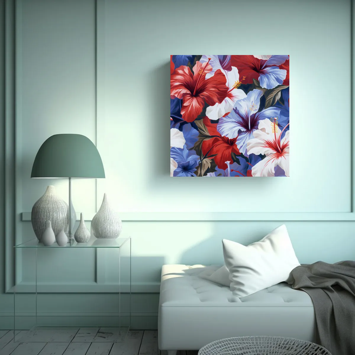 GENERICO - Galería De Composición Cuadro De Hibiscus 40x40 Cm