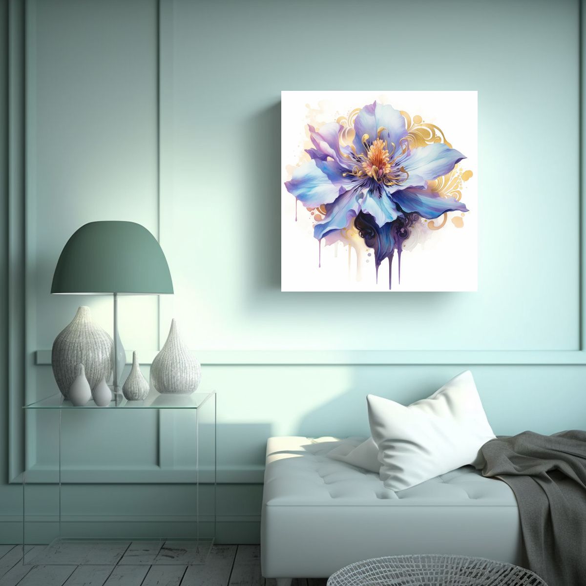 GENERICO - Innovador Cuadro De Líneas Finas Flor Púrpura 40x40 Cm