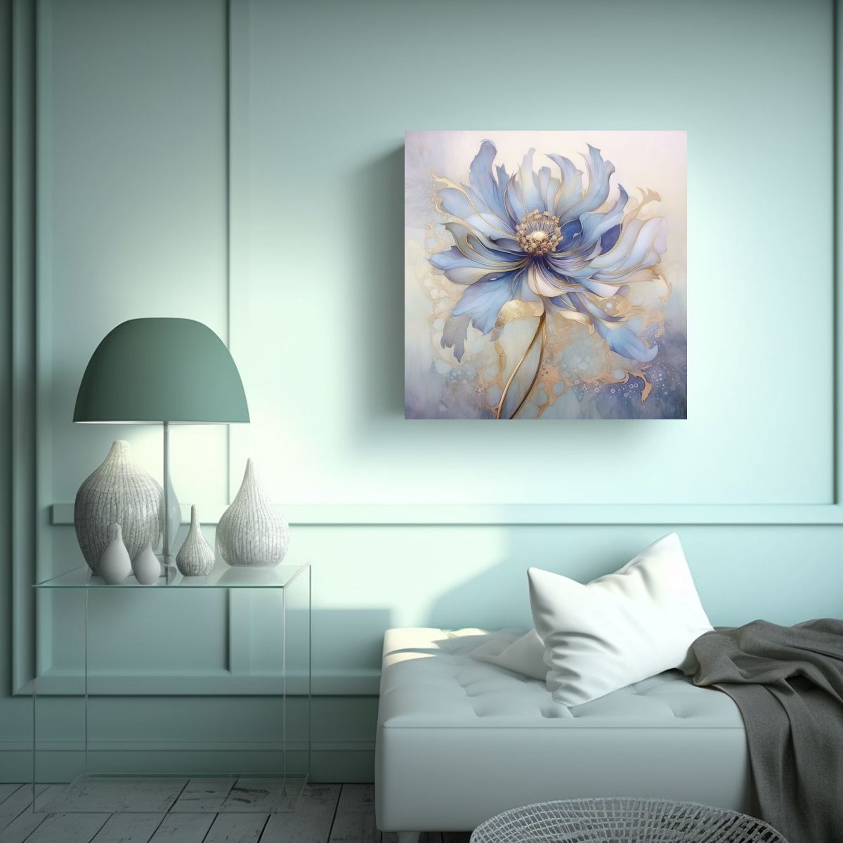 GENERICO - Cuadro Decorativo De Flor Acuarela En Tela 30x30 Cm