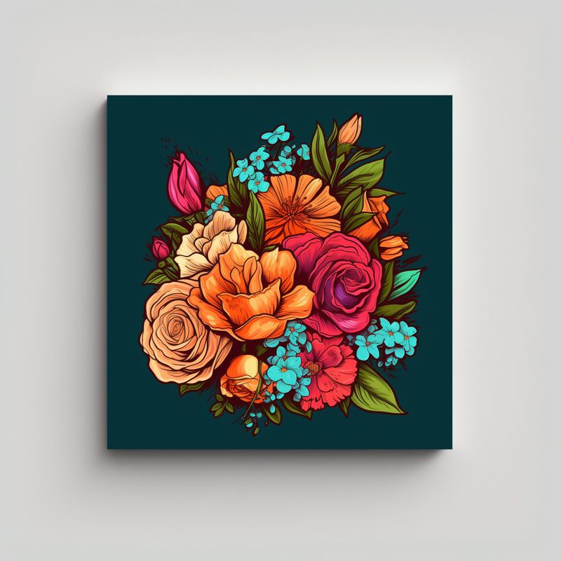 GENERICO - Bello Bouquet Floral Composición De Movimiento 90x90 Cm